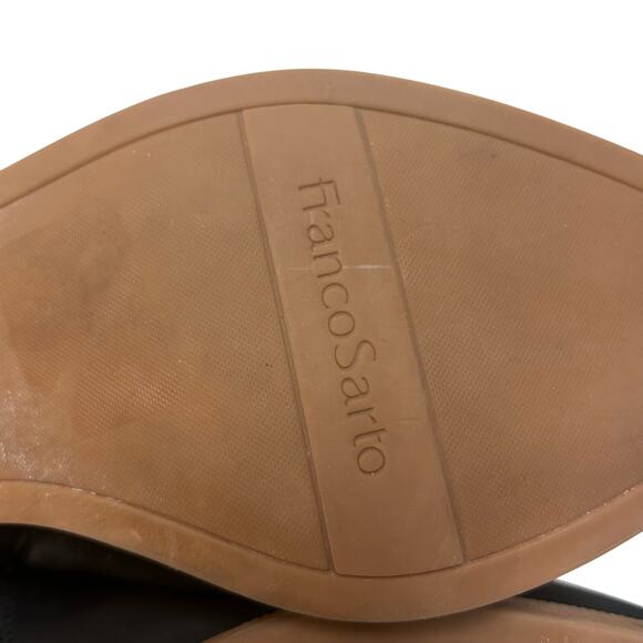 Franco Sarto Womens Black Leather Almond Toe Stacked Heel Slip On Booties 8.5 M - Picture 8 of 8